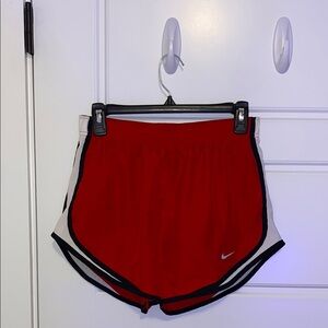 Nike Red and White Athletic Shorts Retro Design